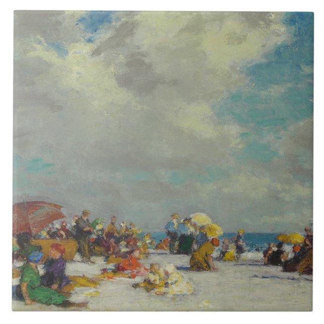 Summer Afternoon on the Beach (by E.H. Potthast) Tile (Front)