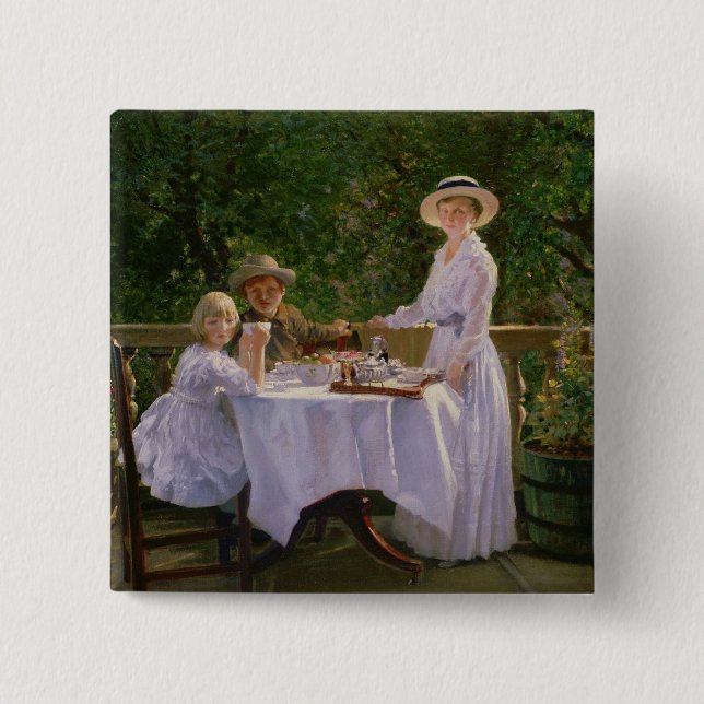 Summer Afternoon Tea 2 Inch Square Button (Front)