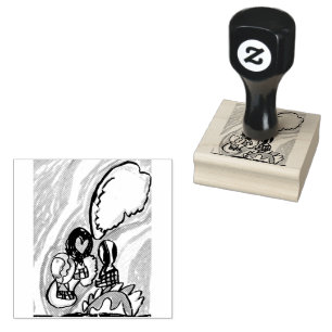 Summer air balloons rubber stamp