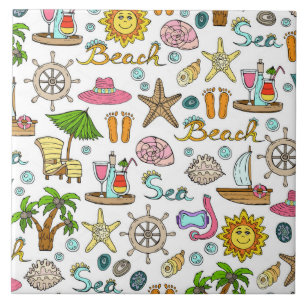 Summer and beach patterns tile