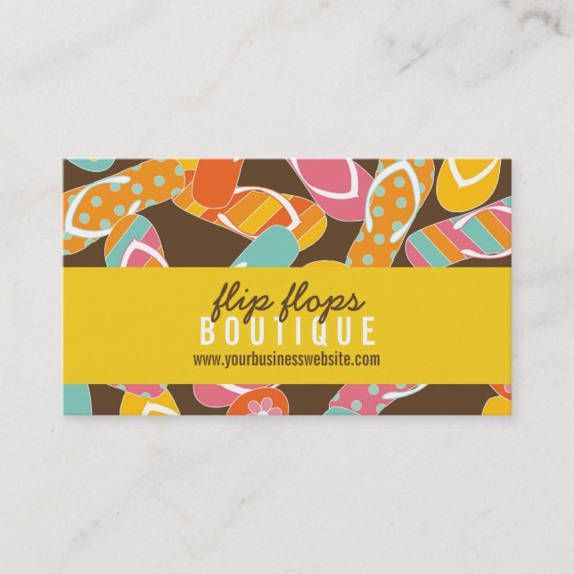 Summer And Fun Colourful Beach Flip Flops Pattern Business Card (Front)