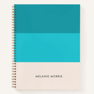Summer Aqua Blue Beach Vibe Stripes Notebook