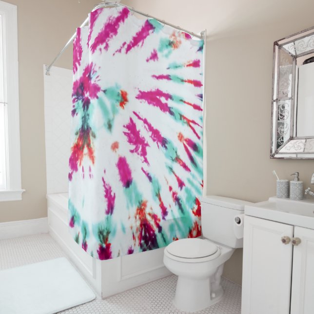 Summer Artsy Girly Neon Teal Pink Tie Dye Pattern (In Situ)