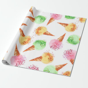 Summer assorted ice dessert colour watercolor draw wrapping paper