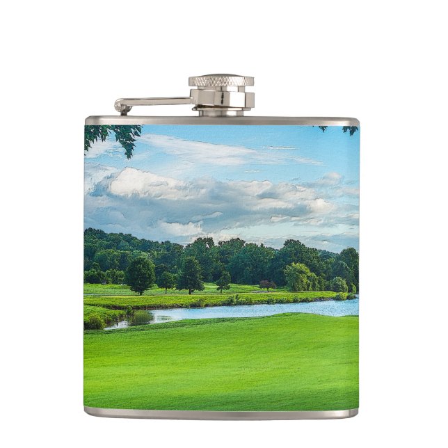 Summer At The Golf Course Hip Flask (Front)