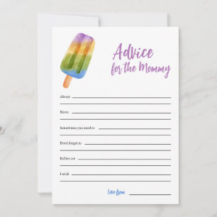 Summer Baby Shower Game Advice for Mommy Card