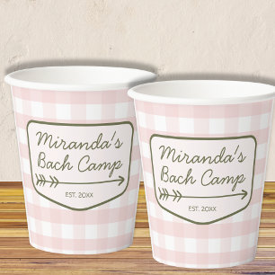 Summer Bach Camp Badge Pink Bachelorette Camping Paper Cups
