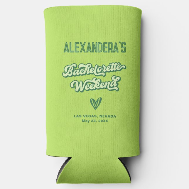 Summer Bachelorette Neon Pool Party Favour  Seltzer Can Cooler (Front)