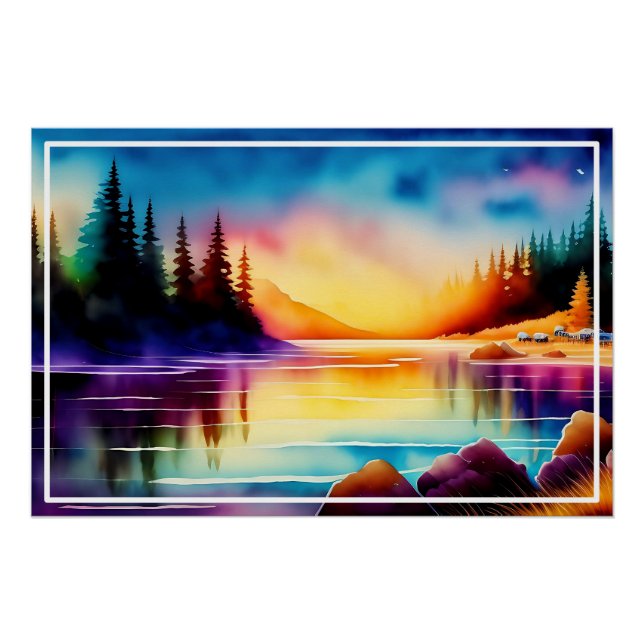 Summer Background With Sunset Palm Trees-56700 Poster (Front)