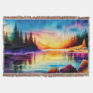 Summer Background With Sunset Palm Trees-56700 Throw Blanket