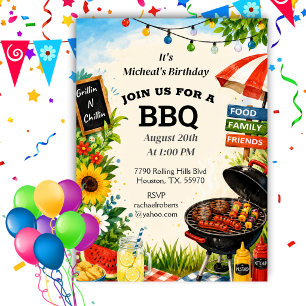 Summer Backyard Barbecue Family Gathering Invitation