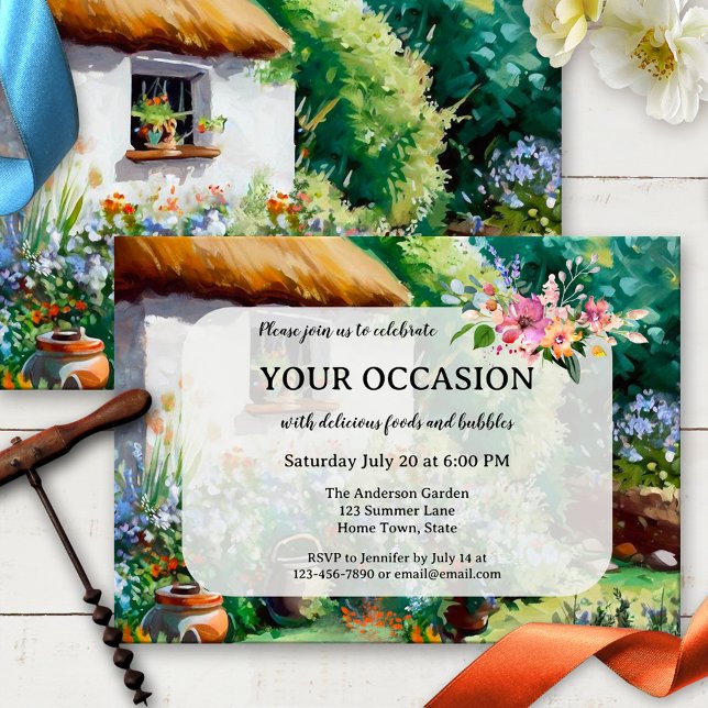 Summer Backyard Garden Cottage Invitation (Creator Uploaded)