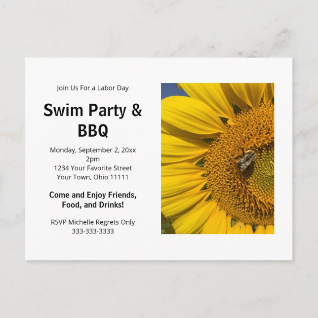 Summer Barbecue Rustic Sunflower Invitation (Devant)