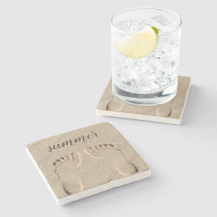 Summer Bare Feet Footprints In Sand Stone Coaster