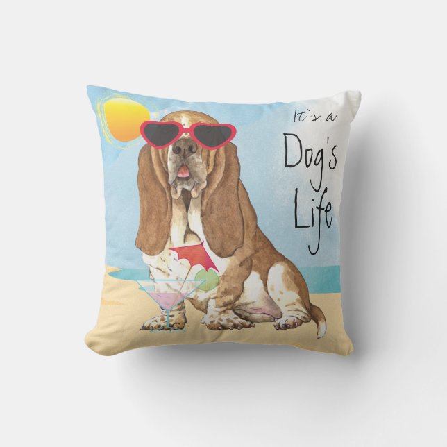Summer Basset Hound Outdoor Pillow (Front)