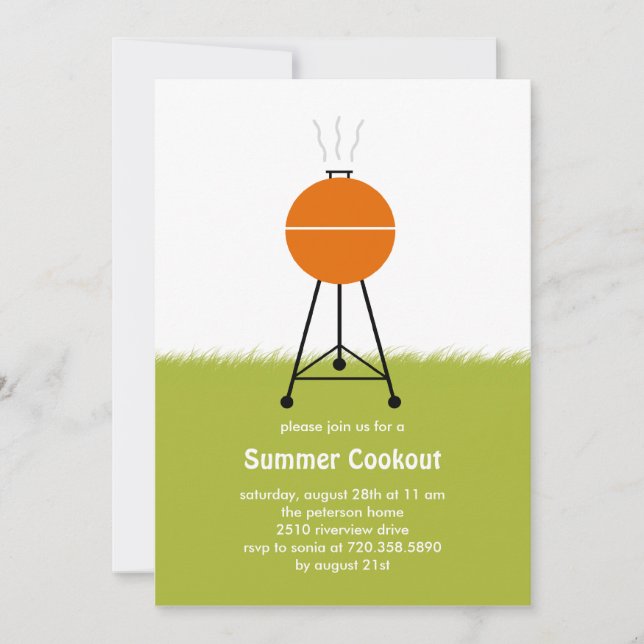 Summer BBQ Cookout Party Invitation (Front)