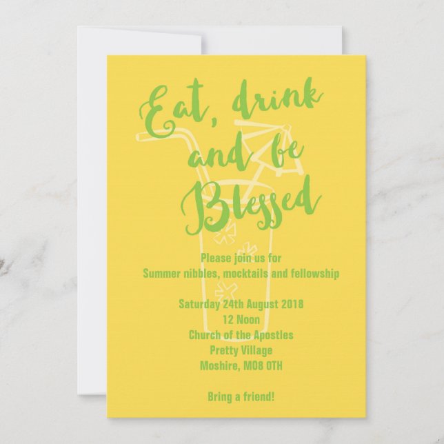 Summer BBQ Eat Drink and Be Blessed Invitation (Front)