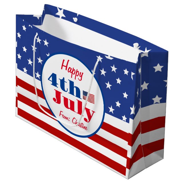 Summer BBQ Family Reunion 4th of July Custom  Large Gift Bag (Front Angled)