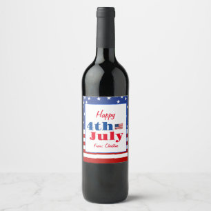 Summer BBQ Family Reunion 4th of July Custom  Wine Label