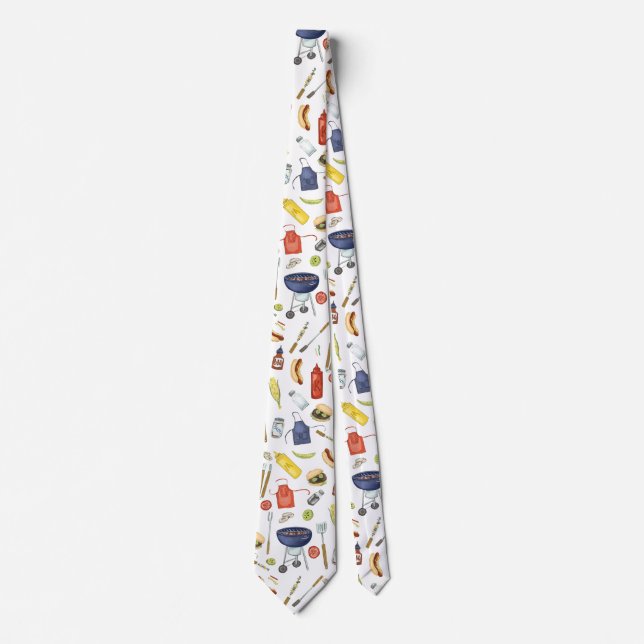 Summer BBQ Father’s Day Backyard Barbecue Grill Tie (Front)