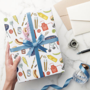 Summer BBQ Father’s Day Backyard Barbecue Grill Wrapping Paper