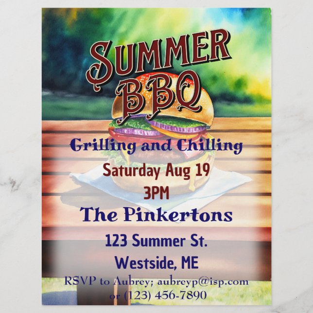 Summer BBQ Grilling and Chilling Flyer (Front)
