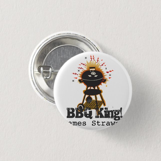 Summer BBQ King Grill Cooking Grilling Name 1 Inch Round Button (Front & Back)