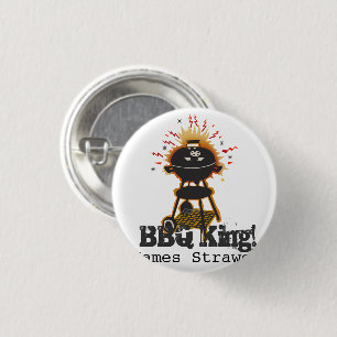 Summer BBQ King Grill Cooking Grilling Name 1 Inch Round Button