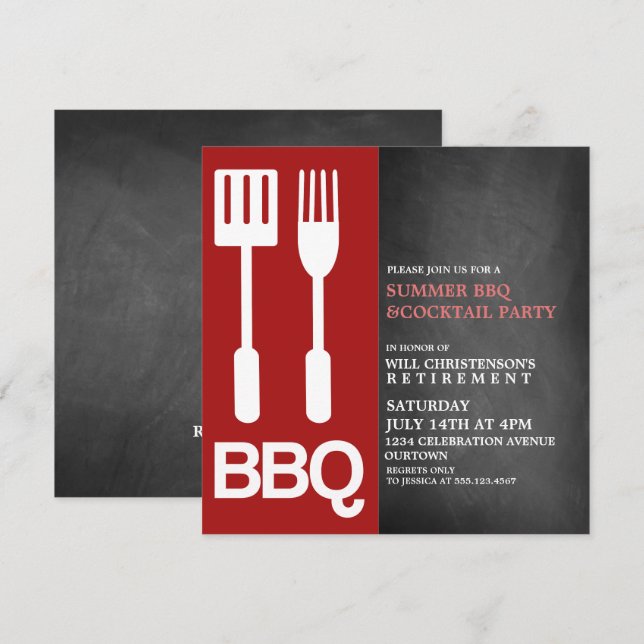 Summer BBQ Party Invitations (Front/Back)