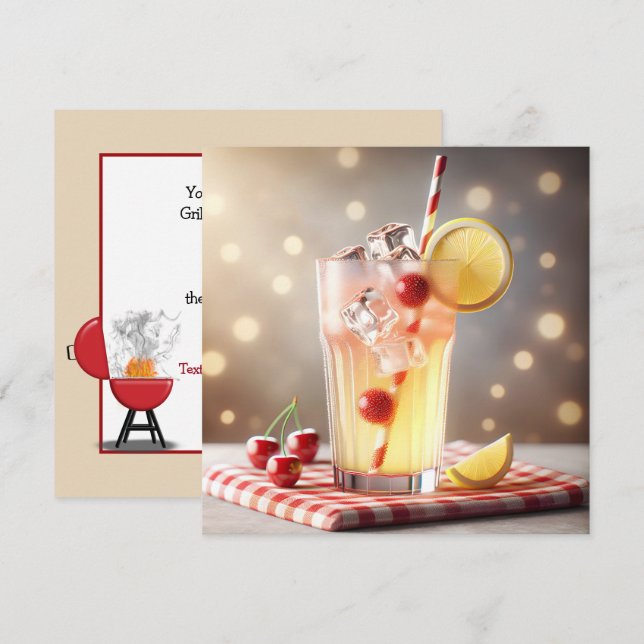Summer BBQ Party Lemonade Invitation (Front/Back)