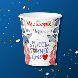 Summer BBQ Picnic Personalized Paper Cups