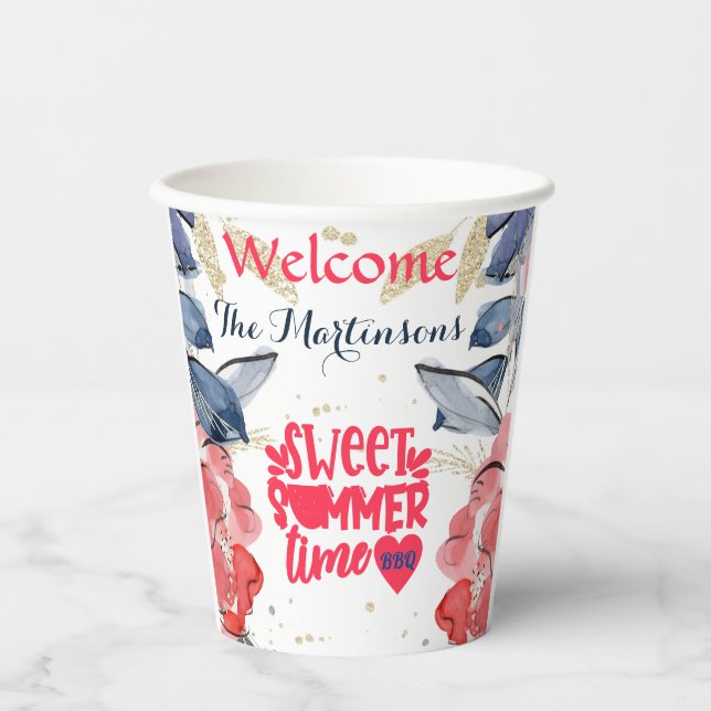Summer BBQ Picnic Personalized   Paper Cups (Front)