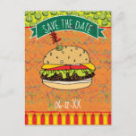 Summer BBQ Save the Date Invitation<br><div class="desc">Tell your friends and family about the summer barbecue you're having with this save the date invitation postcard. The tasty looking cheeseburger on the front of the card has a border of pickles across the top and old fashioned ketchup and mustard bottles across the bottom. A green banner above the...</div>