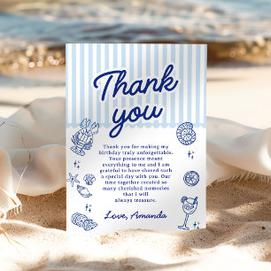 Summer Beach Adult Birthday Party Thank You Card