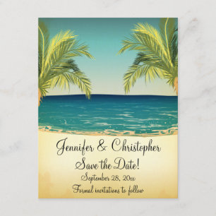 Summer Beach and Palm Trees Wedding Save the Date