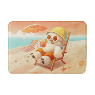Summer Beach Bear Bath Mat