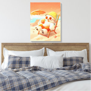 Summer Beach Bear Canvas Print