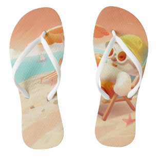 Summer Beach Bear Flip Flops