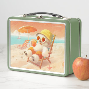 Summer Beach Bear Metal Lunch Box