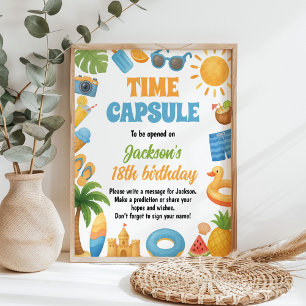 Summer Beach Birthday Party Time Capsule Sign