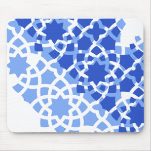 Summer beach blue Moroccan tile Mouse Pad