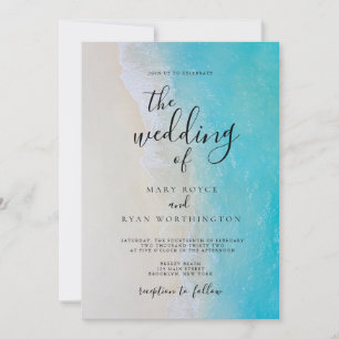 Summer Beach Blue Ocean Beach Wedding Invitations