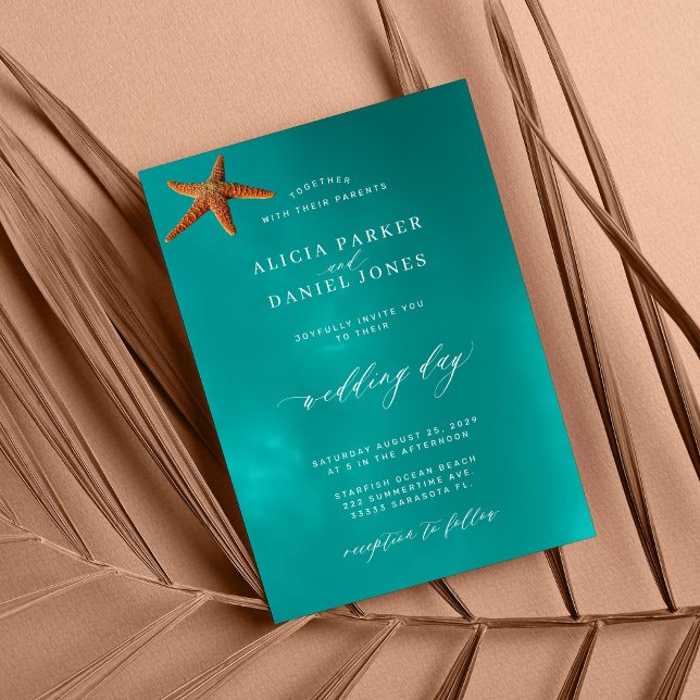 Summer beach blue ocean destination wedding  invitation (Creator Uploaded)