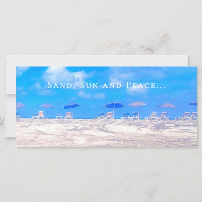 Summer Beach Blue White Happy Retirement Card (Front)