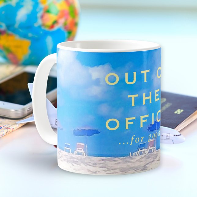 Summer Beach Blue White Happy Retirement Gift Coffee Mug (Creator Uploaded)