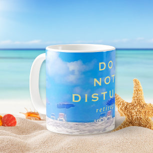 Summer Beach Blue White Happy Retirement Gift Coffee Mug