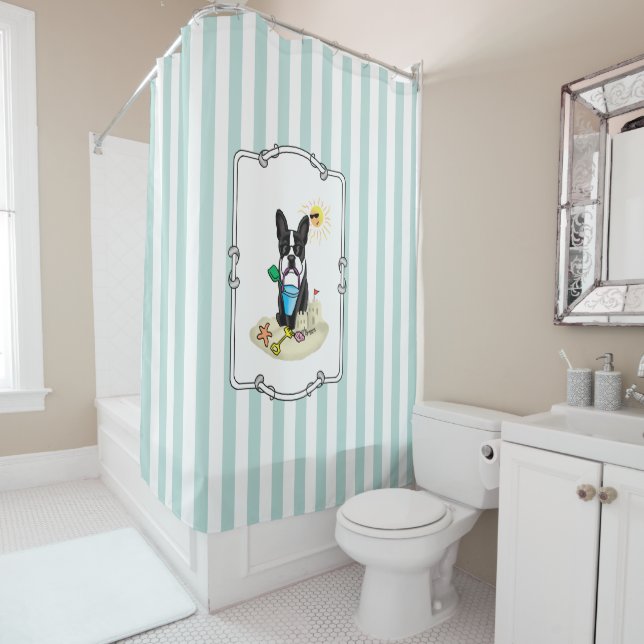 Summer Beach Boston Terrier (black) - Cute Dog (In Situ)