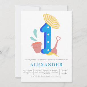 Summer Beach Boys 1st Birthday Party Invitation