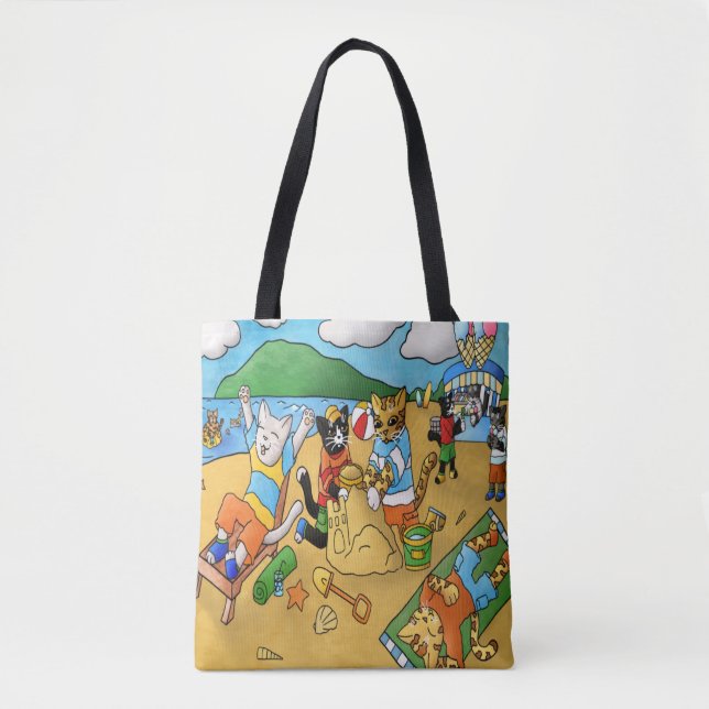Summer Beach Cats Tote Bag (Front)