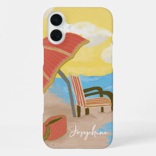 Summer Beach Chair Illustrated iPhone 16 Plus Case